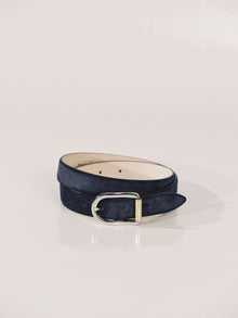 Mija Suede Belt | Deep Navy & Silver & 24K Gold