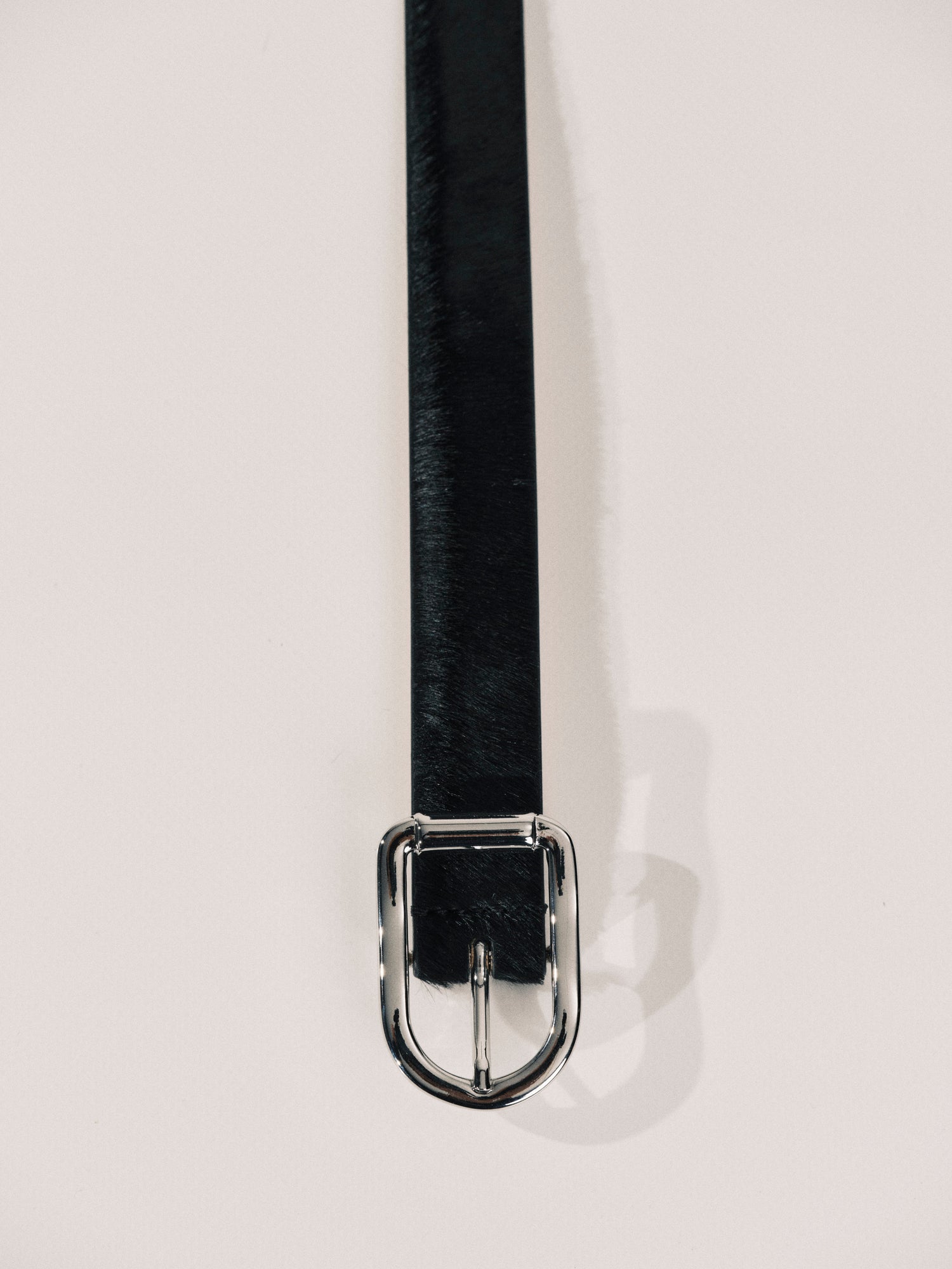 Mija Calf Hair Belt | Black & Silver