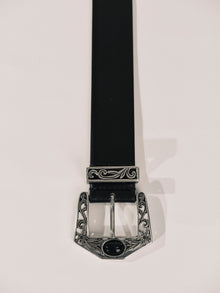 Western Inlay Belt | Black & Silver