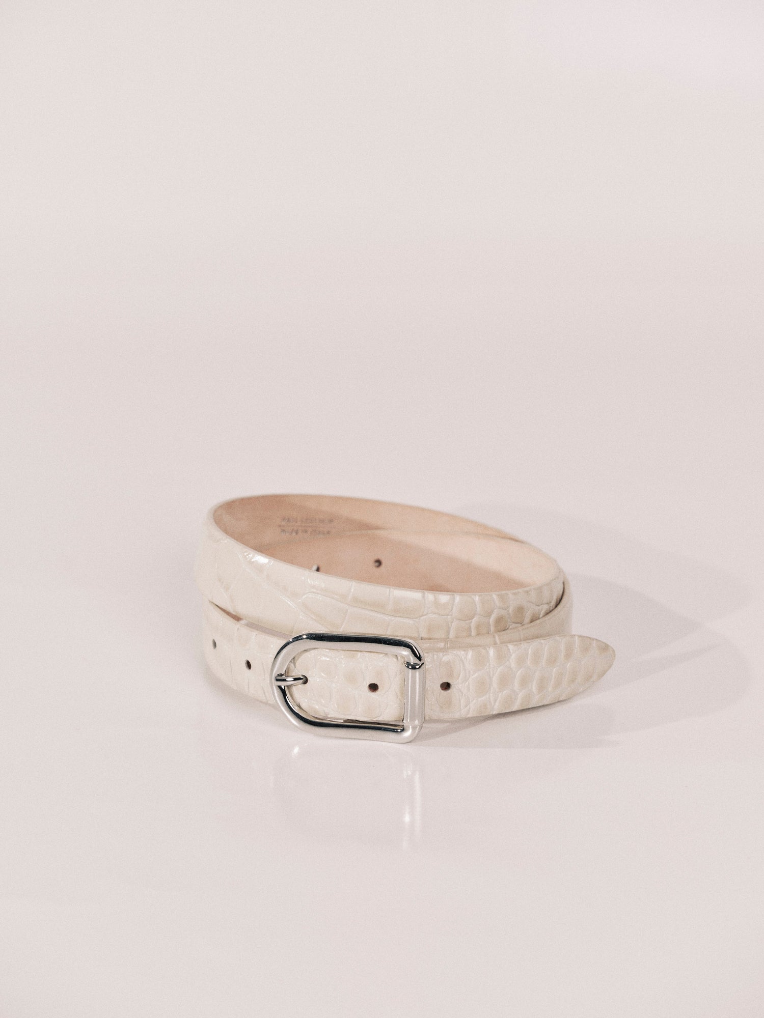 Mija Belt | Ivory Croco & Silver