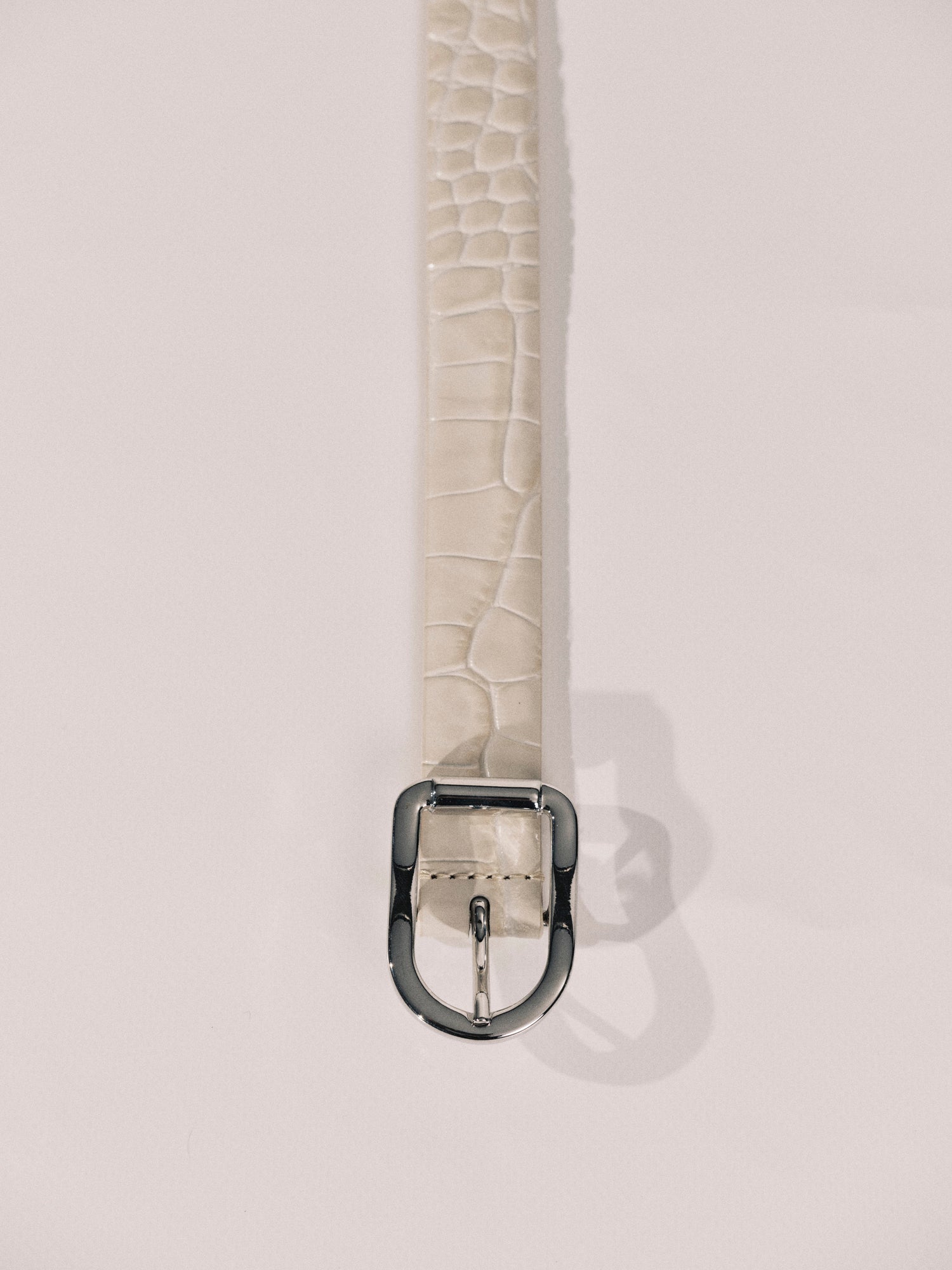 Mija Belt | Ivory Croco & Silver