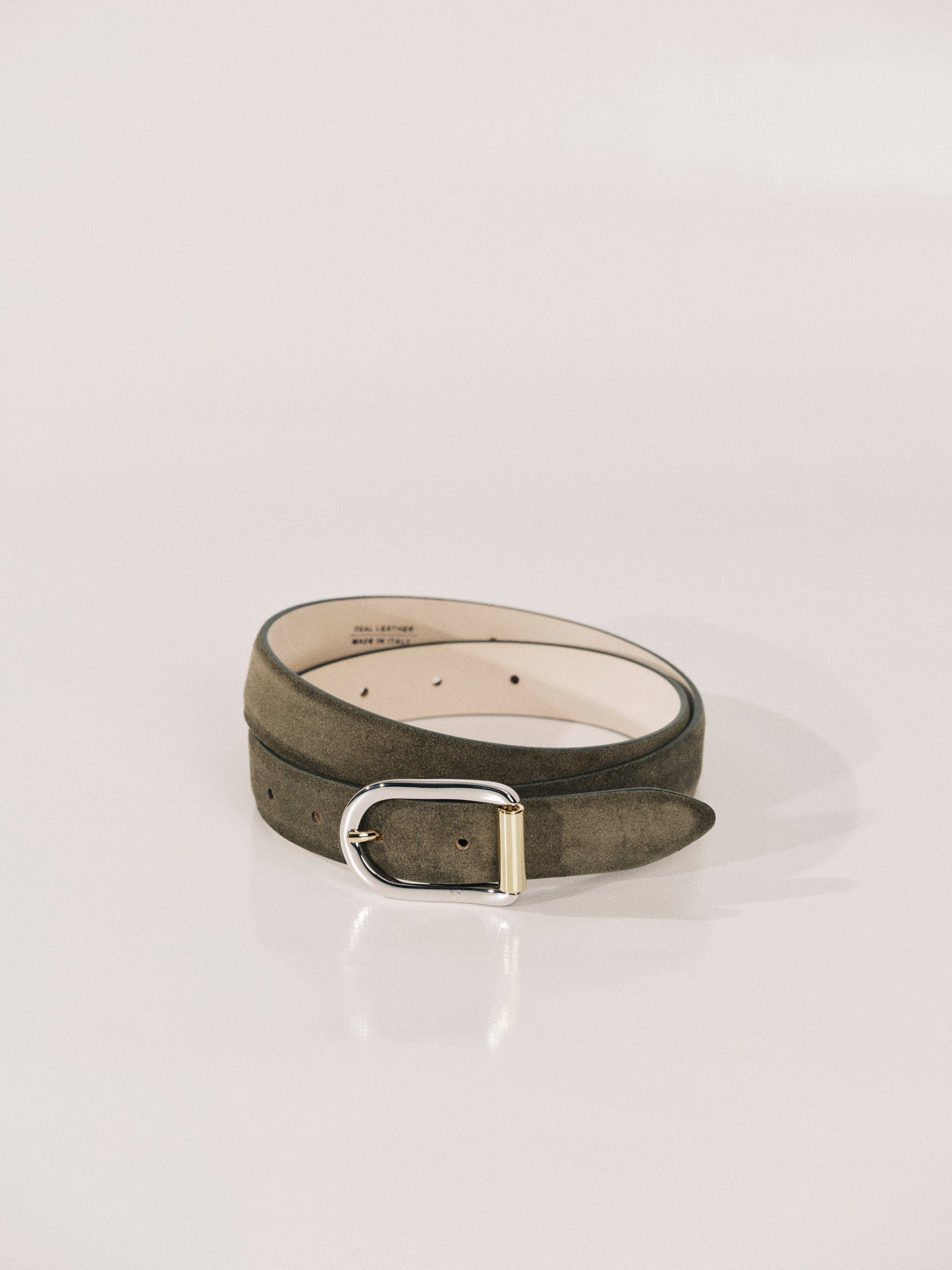 Mija Suede Belt | Olive & Silver & 24K Gold