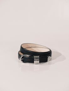 Hollyhock Leather Belt | Black Pebble & Silver