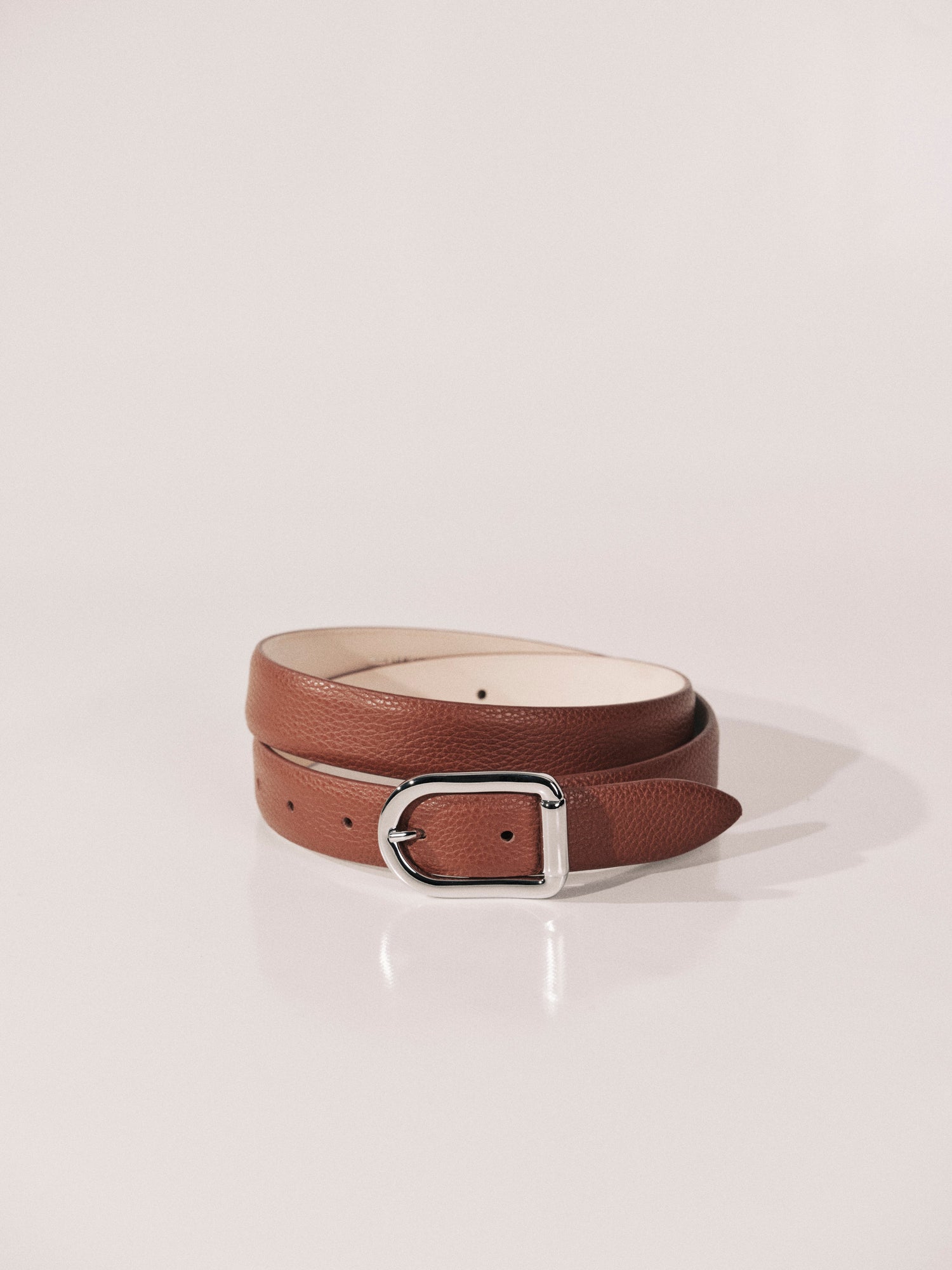 Mija Leather Belt | Camel Pebble & Silver