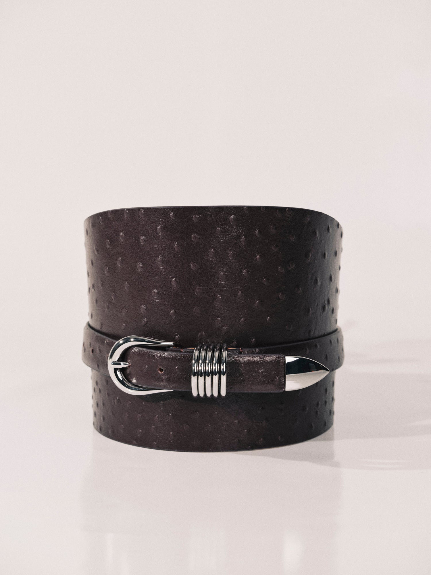 Bodice Corset Short Belt | Plum Ostrich & Silver