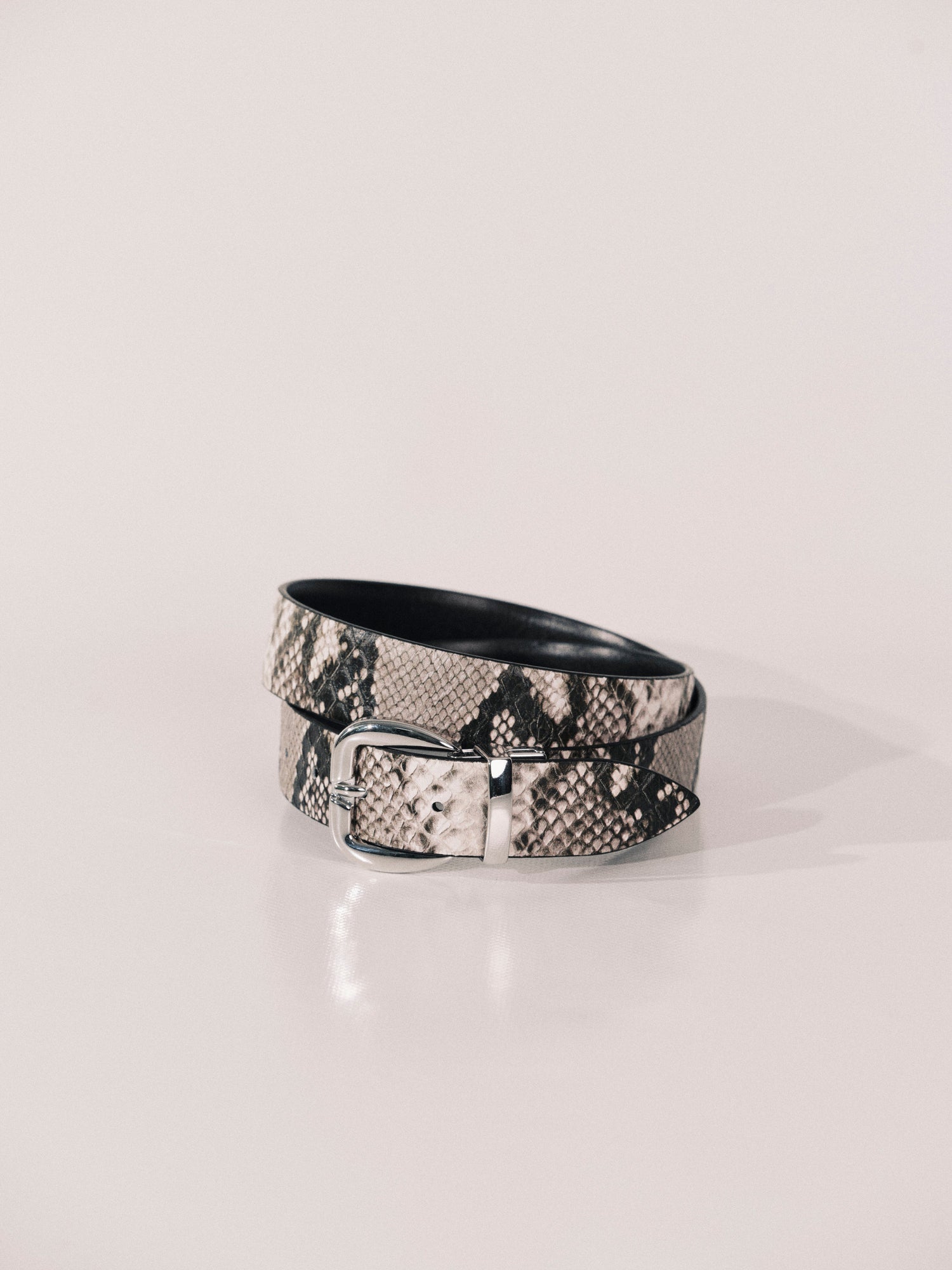Reversible Belt Snake & Black Silver | Ivory & Brown Snake & Black Silver