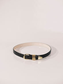 Hollyhock Belt | Black Eel & 24K Gold