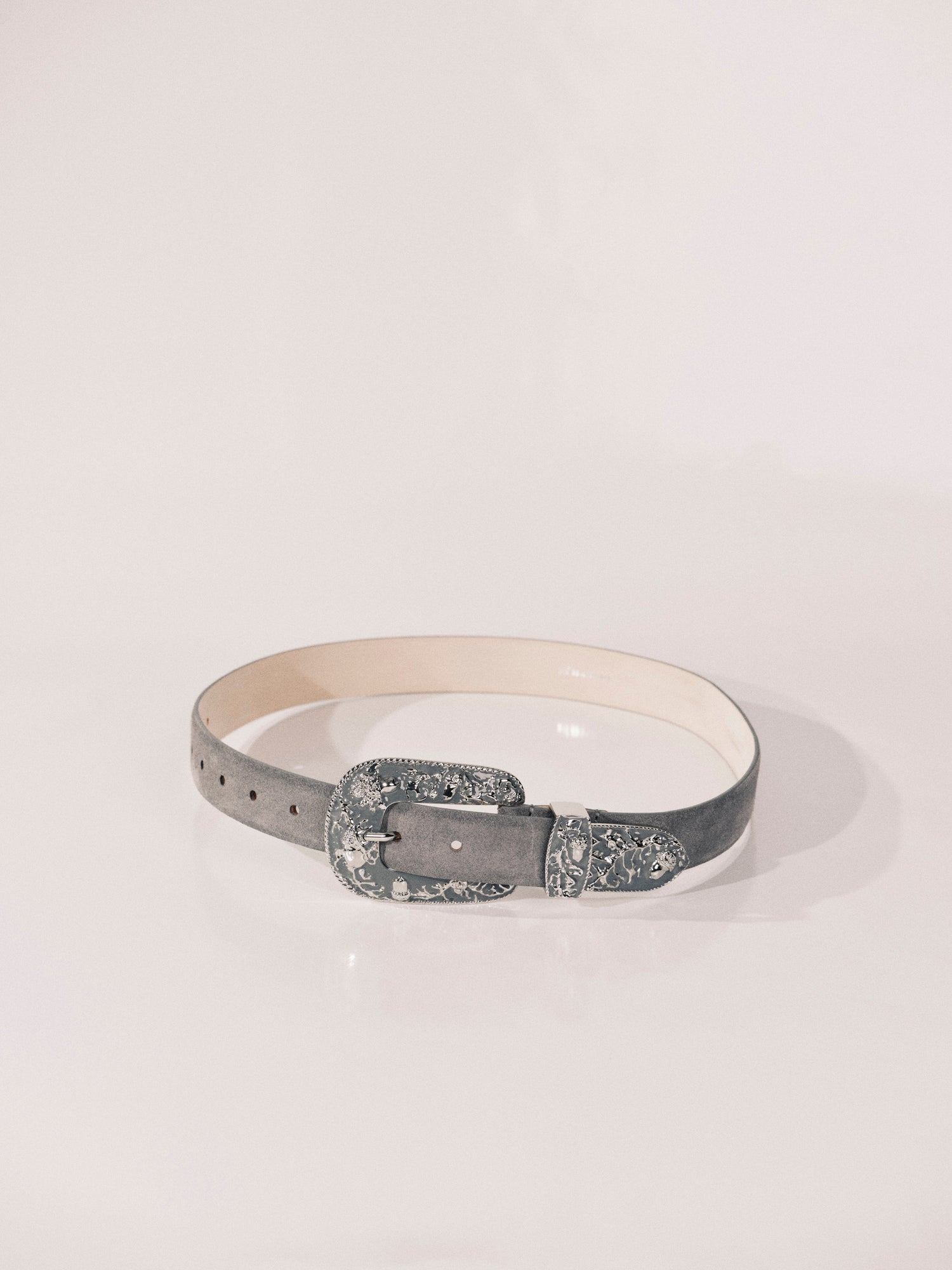 Vendome Suede Belt | Fog & Silver