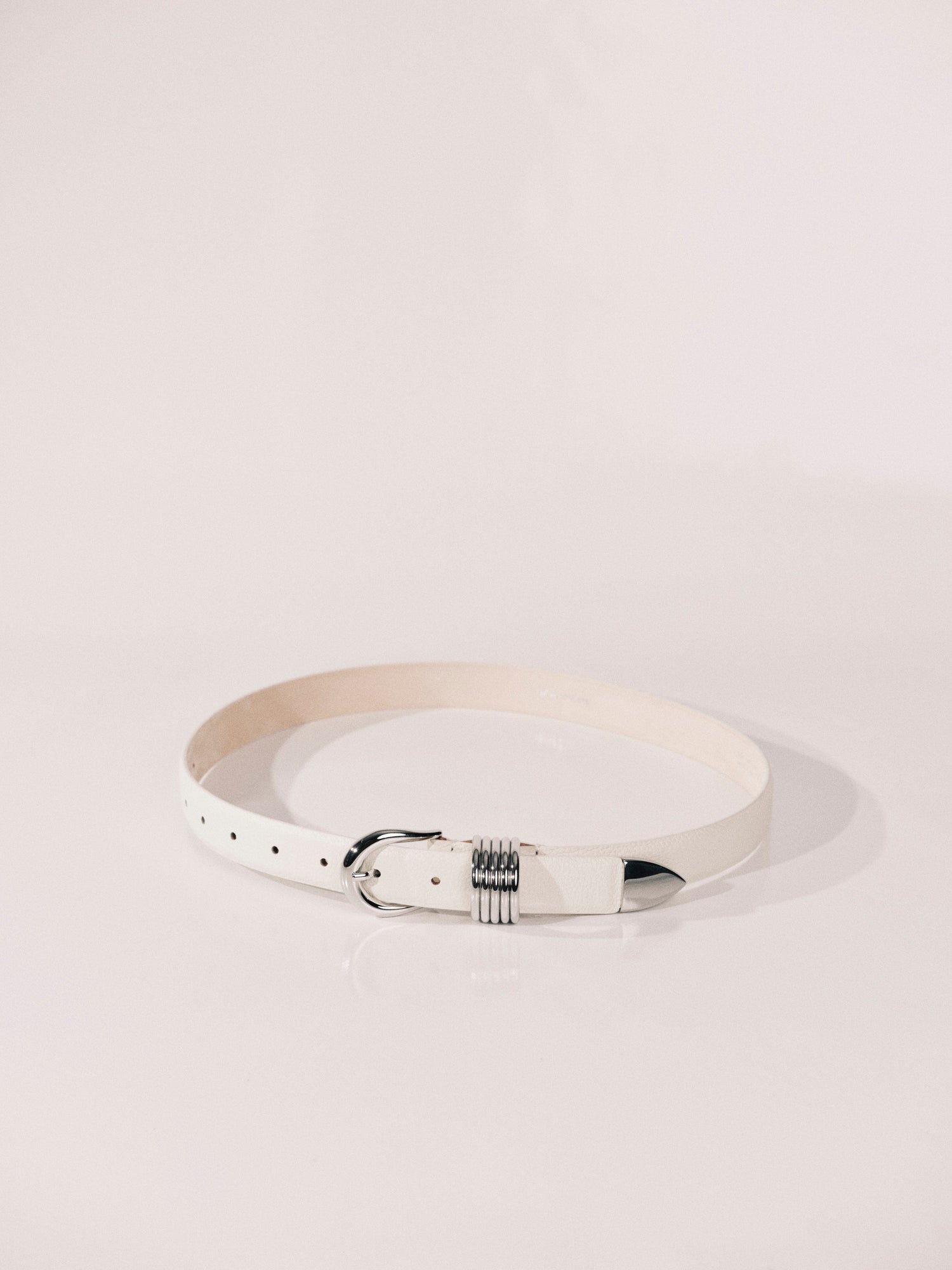 Hollyhock Pebble Leather Belt | Ivory & Silver