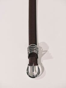 Hollyhock Leather Belt | Brown Pebble & Silver