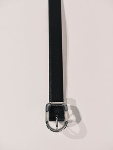 Mija Leather Belt | Black Pebble & Silver