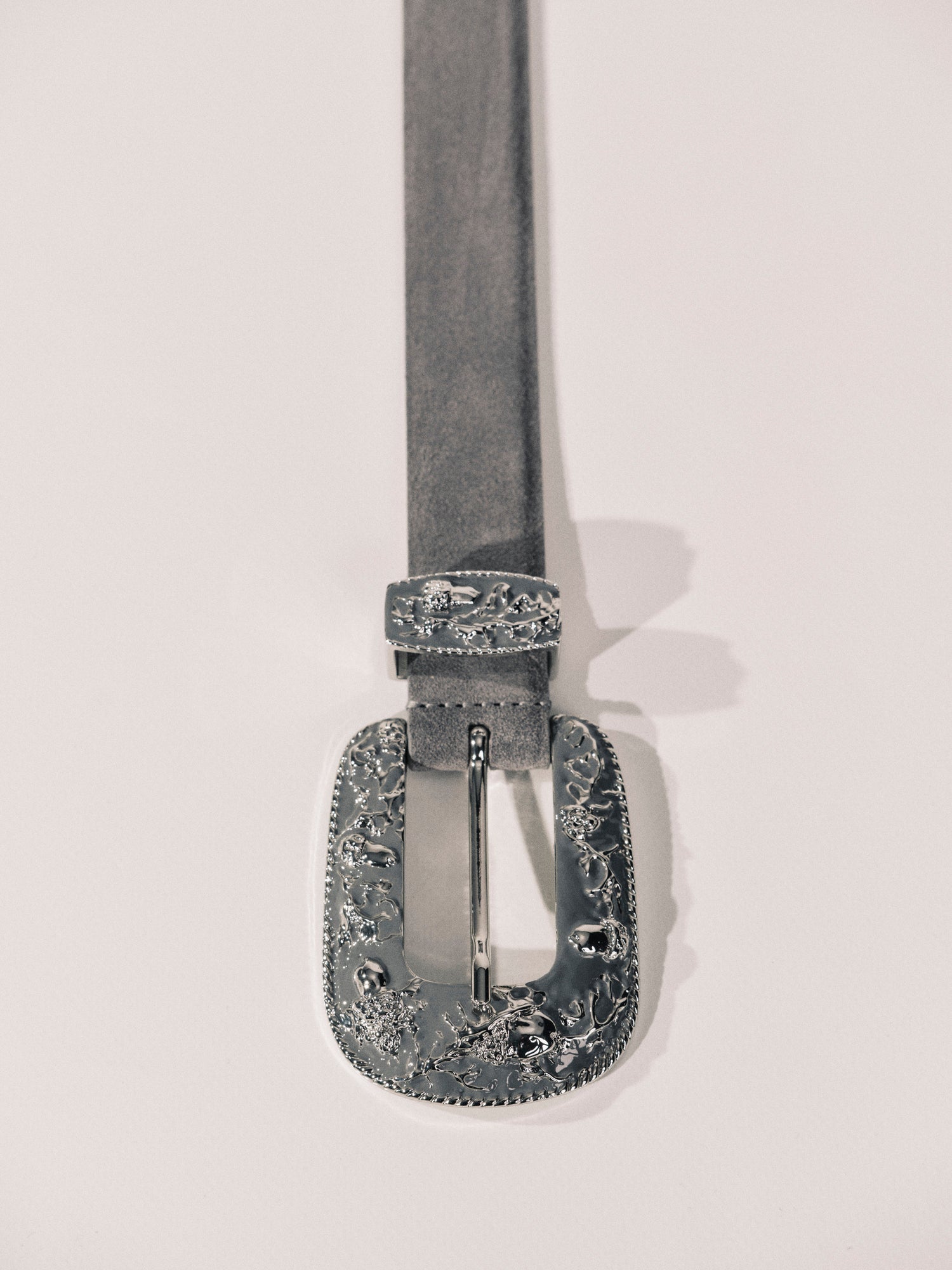 Vendome Suede Belt | Fog & Silver