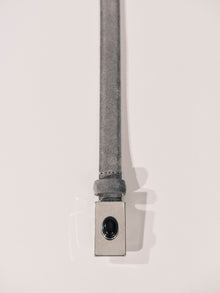 Signet Suede Stone Belt | Fog & Silver & Onyx