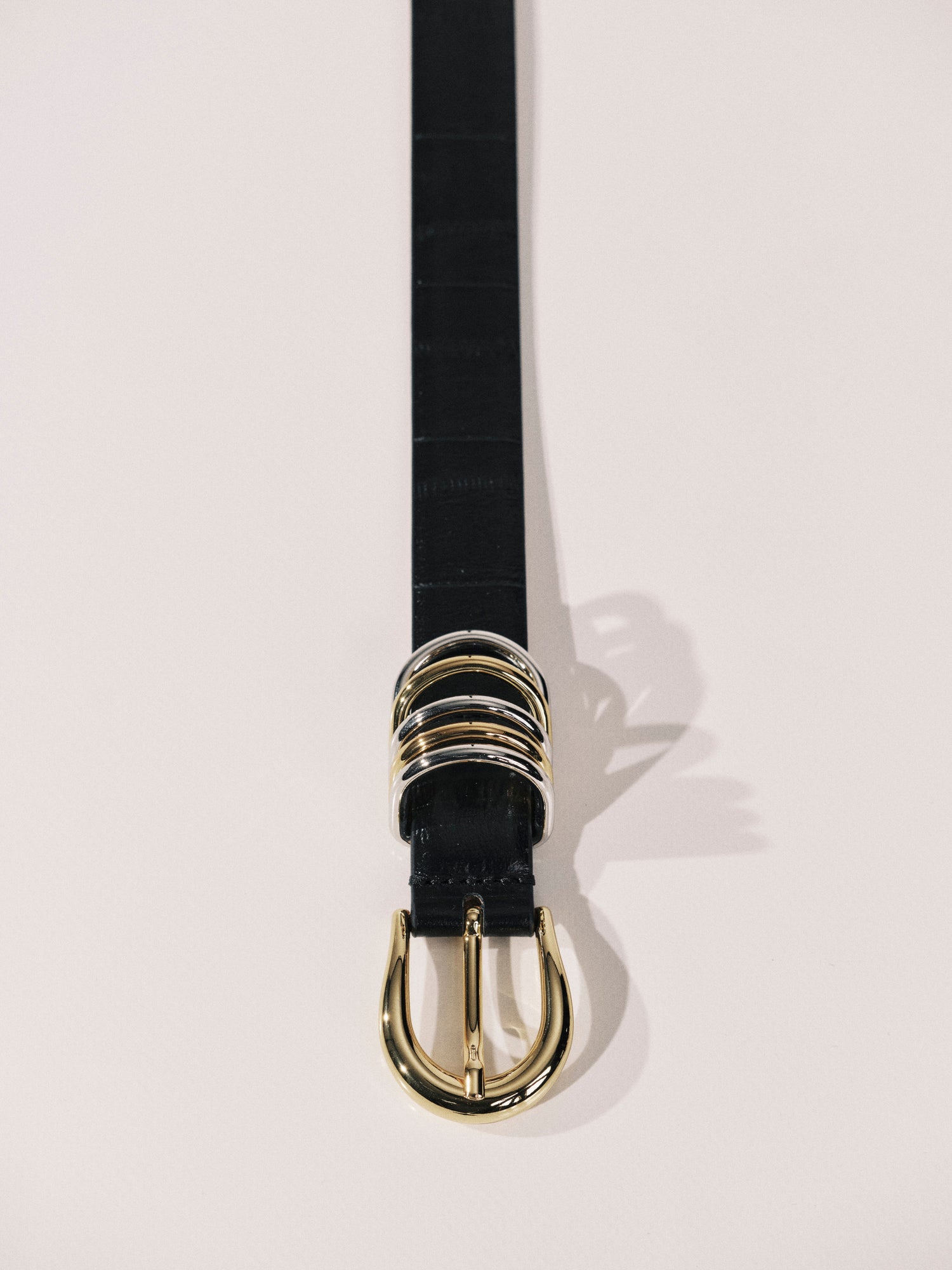 Hollyhock Eel Belt | Black Eel & Silver & 24K Gold