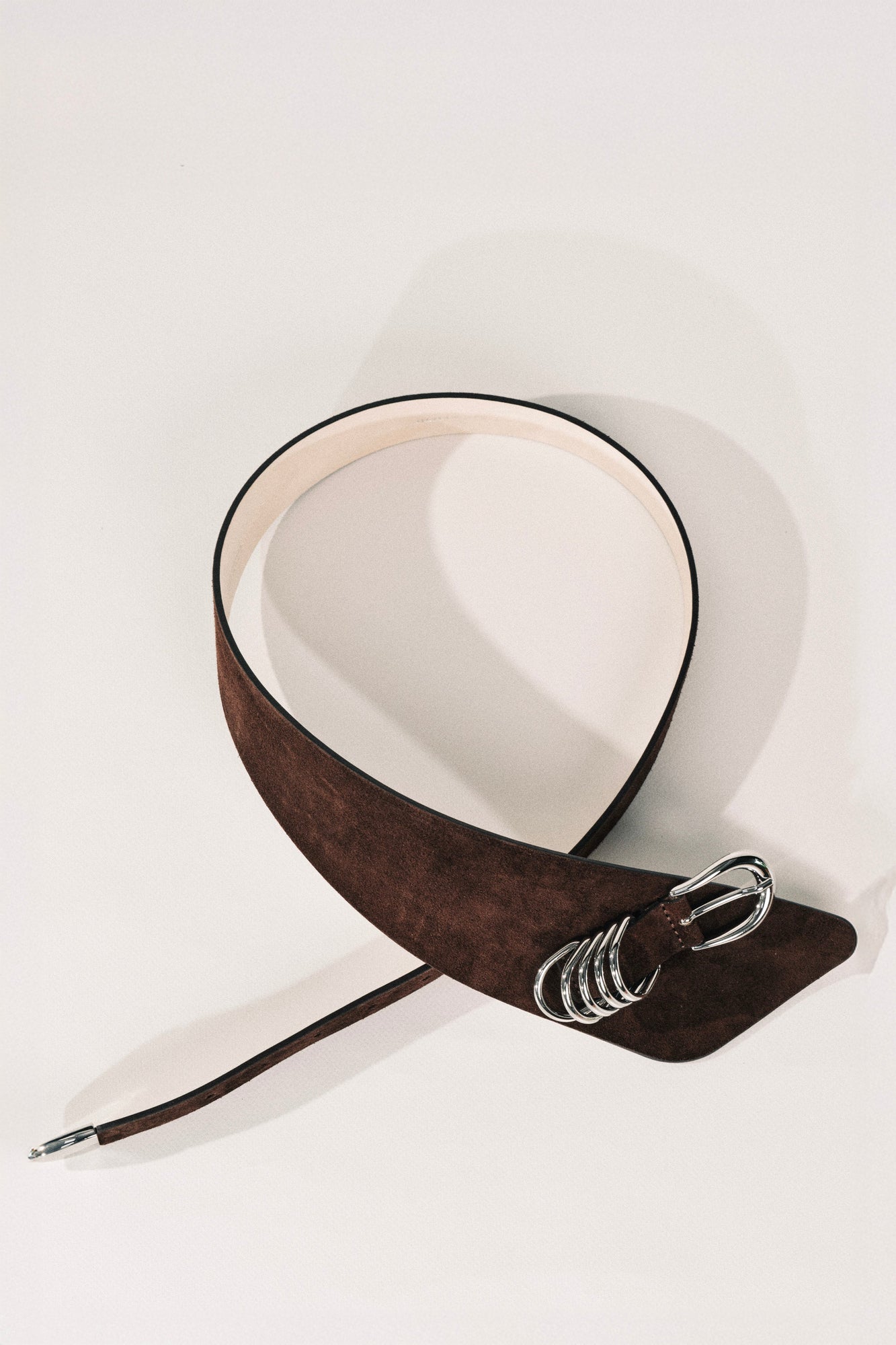 Alcott Belt | Chocolate Suede & Silver