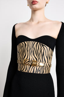 Bodice Belt Calf Hair Belt | Zebra & 24K Gold