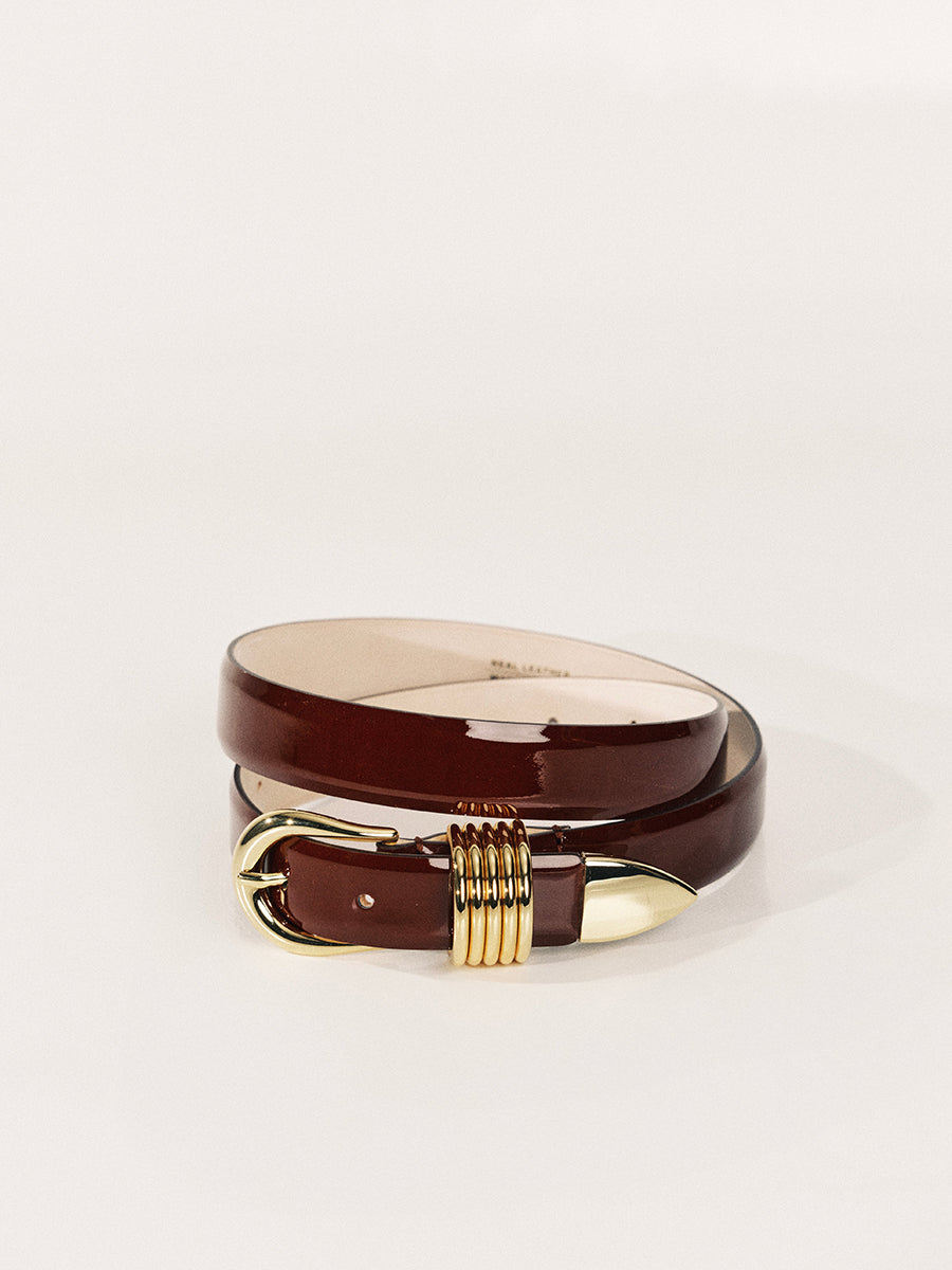 Hollyhock Belt | Deep Red Lacquer & Gold