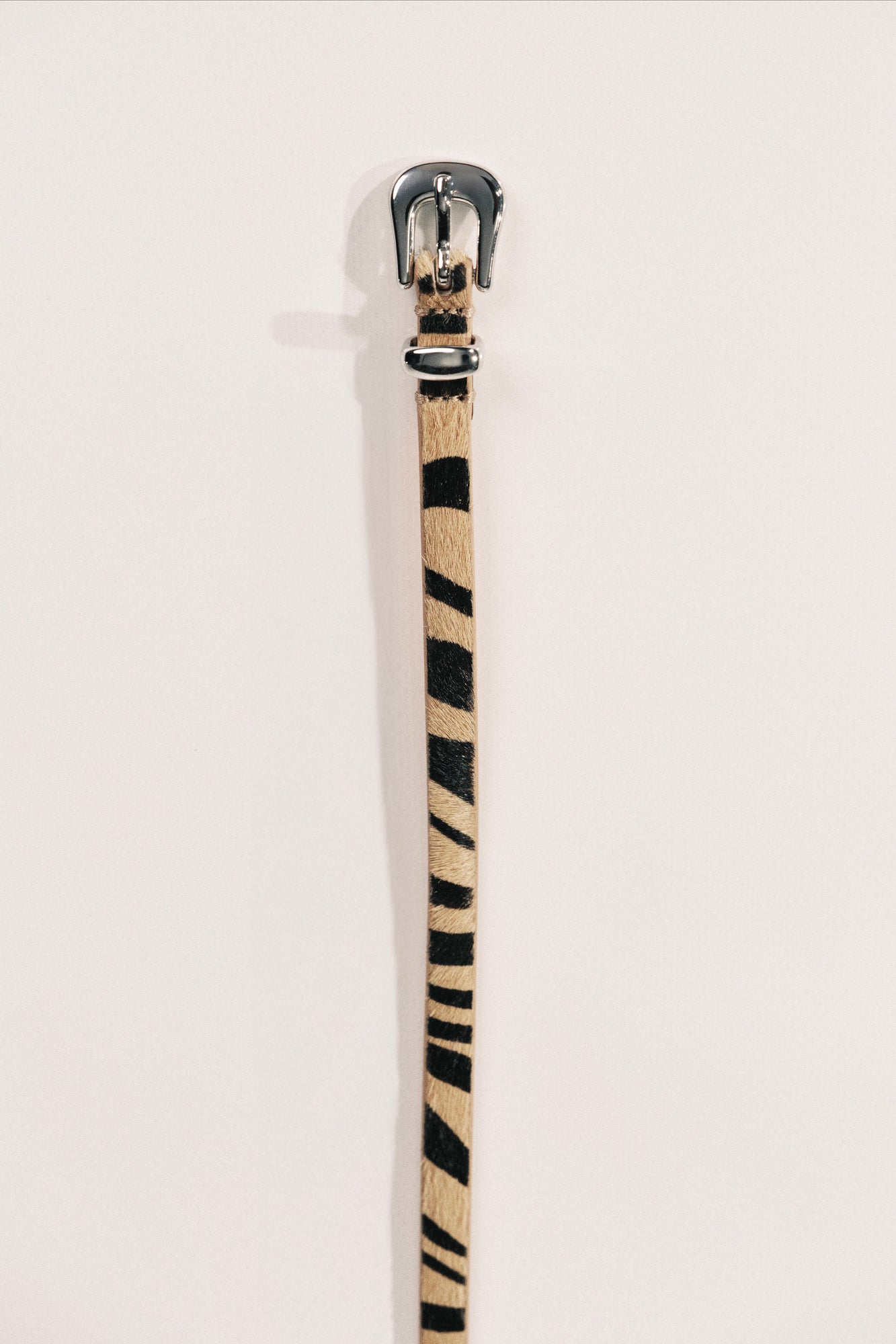 Le Fil Exotic Calf Hair Belt | Zebra & Silver