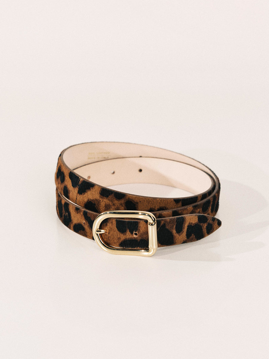 Mija Calf Hair Belt | Dark Jaguar & 24K Gold
