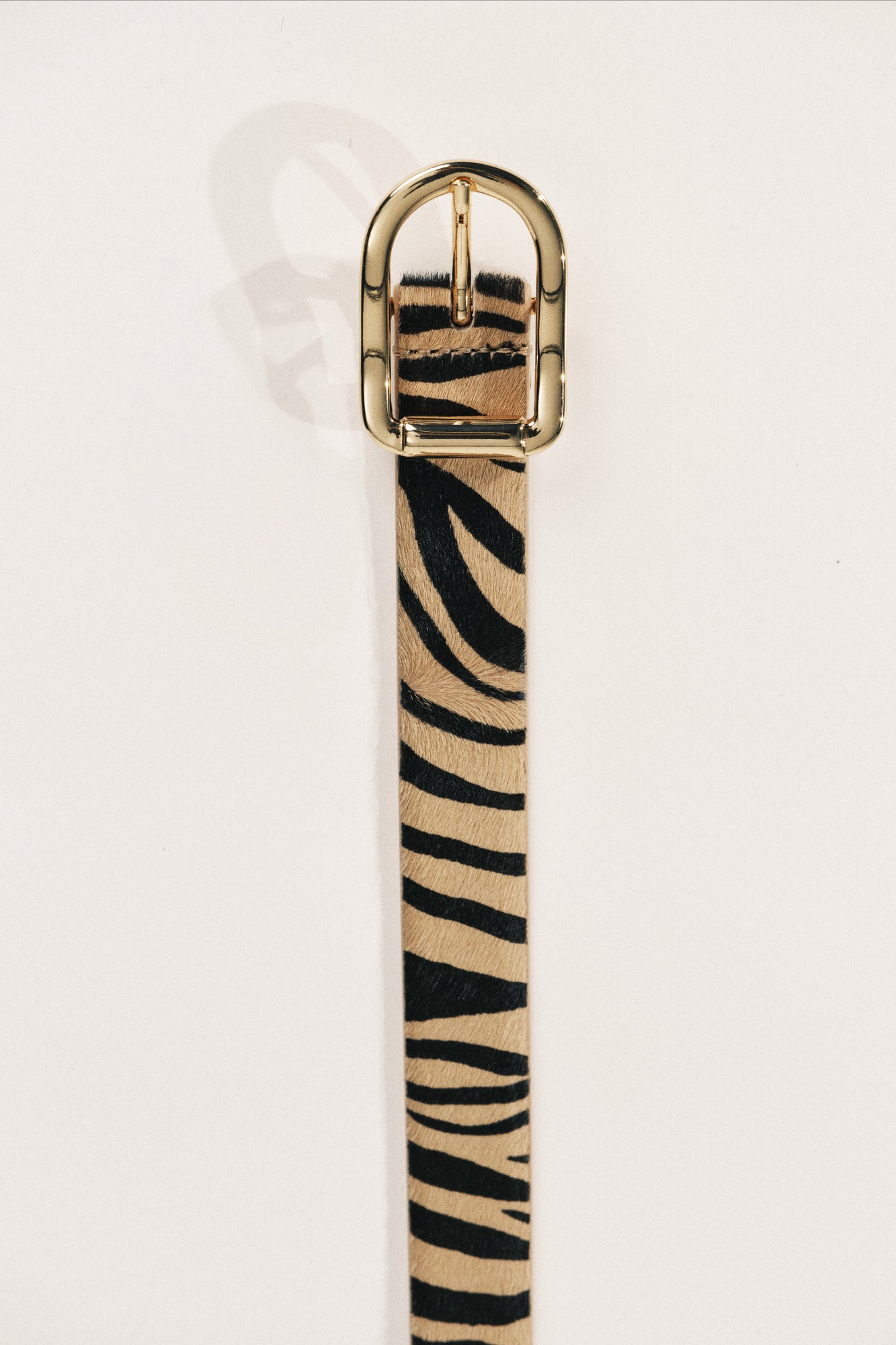 Mija Calf Hair Belt | Neutral Zebra & 24K Gold