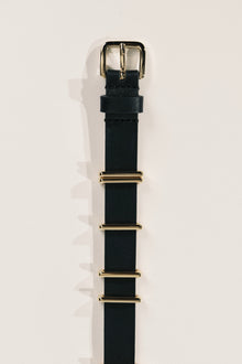 Richa Double Wrap Belt | Black & 24K Gold