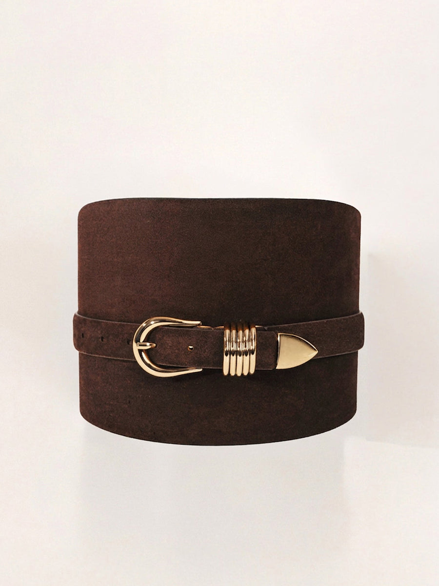 Bodice Belt Short Belt | Chocolate Suede & 24K Gold