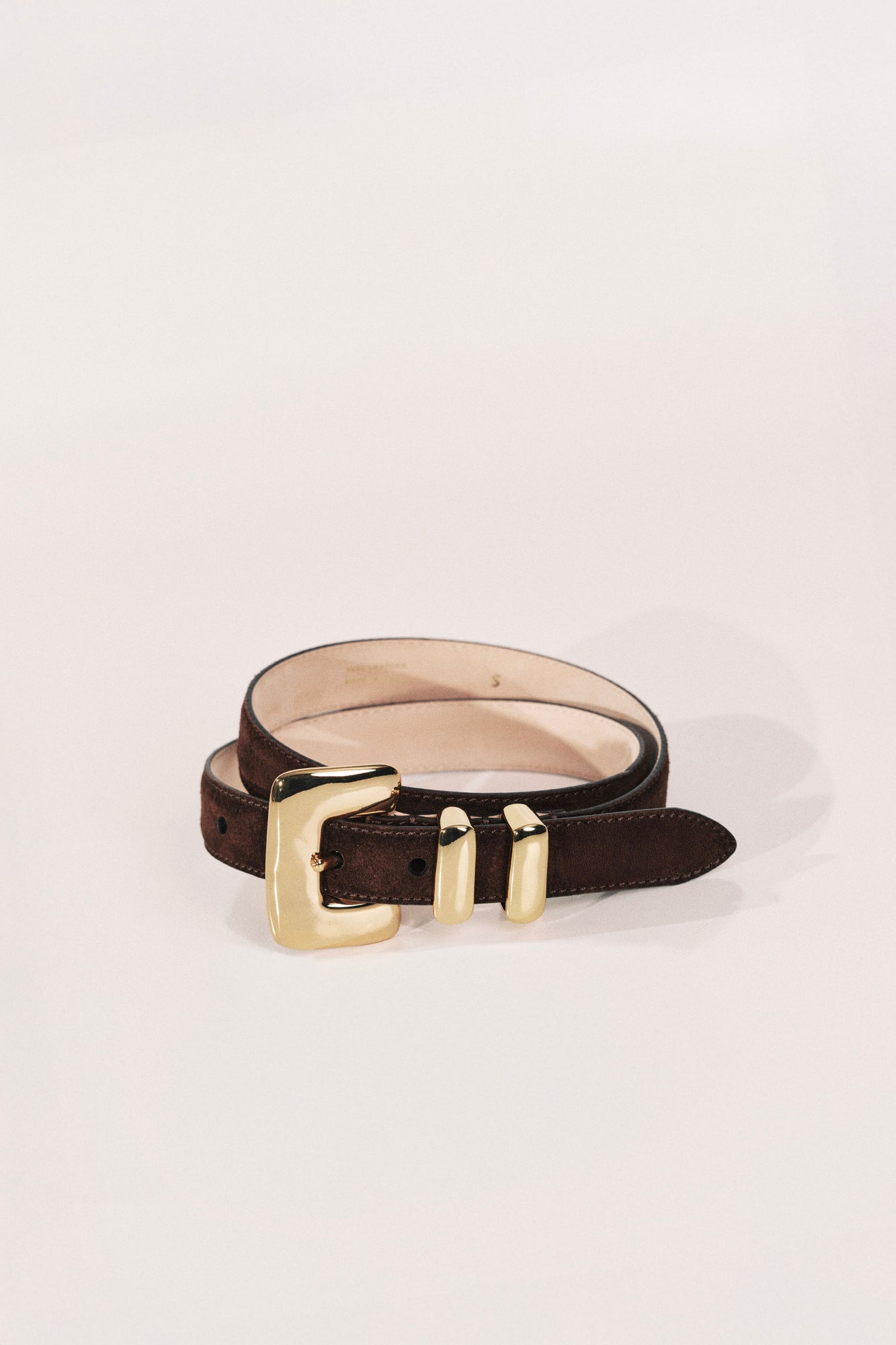 Tetra Belt | Chocolate Suede & 24K Gold