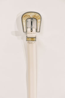 Travertine Belt | Ivory Silver & Marble Inlay
