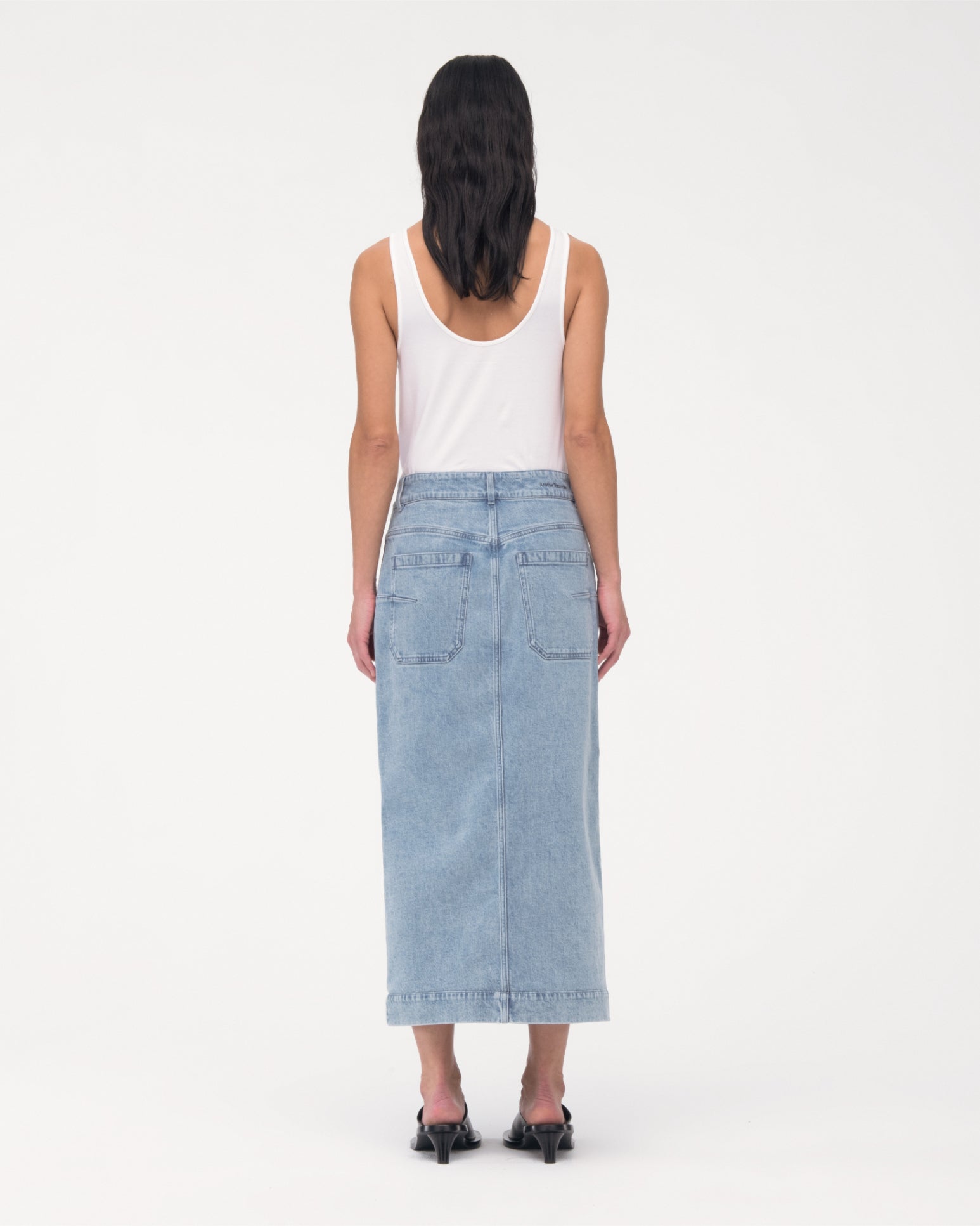 Another Tomorrow Denim Pencil Skirt in Light Blue Wash – Denim Women's Skirt