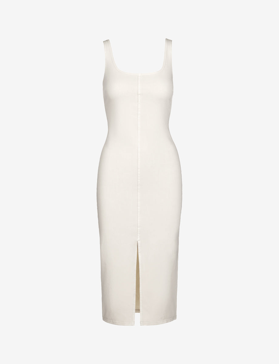 Do It All Denim Midi Tank Dress::Porcelain::Main