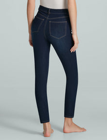 Do It All Denim Five Pocket Mid-Rise Skinny Jean::Dark Indigo::Back