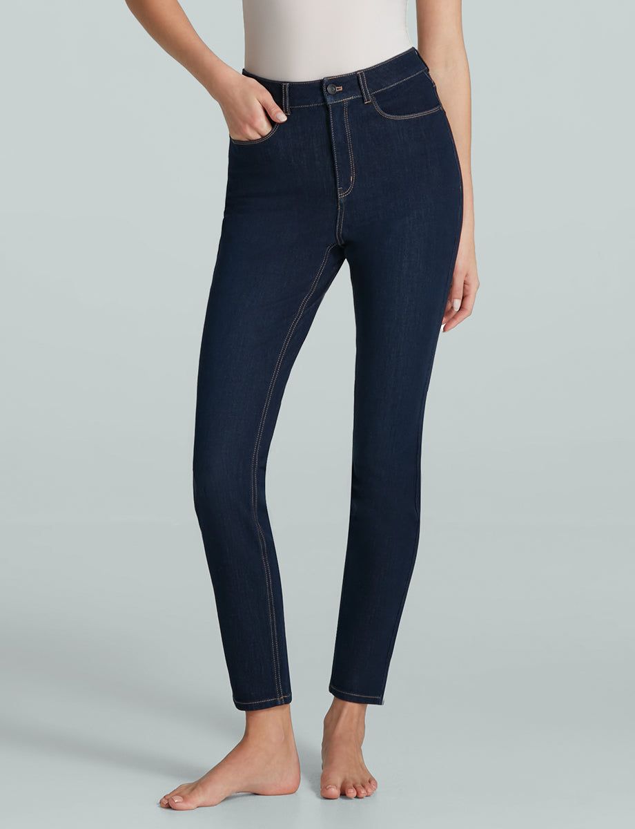Do It All Denim Five Pocket Mid-Rise Skinny Jean::Dark Indigo::Hover