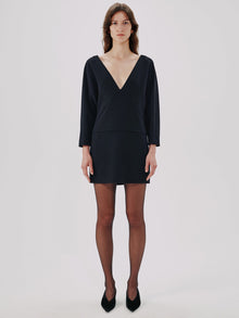 Another Tomorrow Dolman Sleeve Mini Dress in Black – Wool Women's Dress