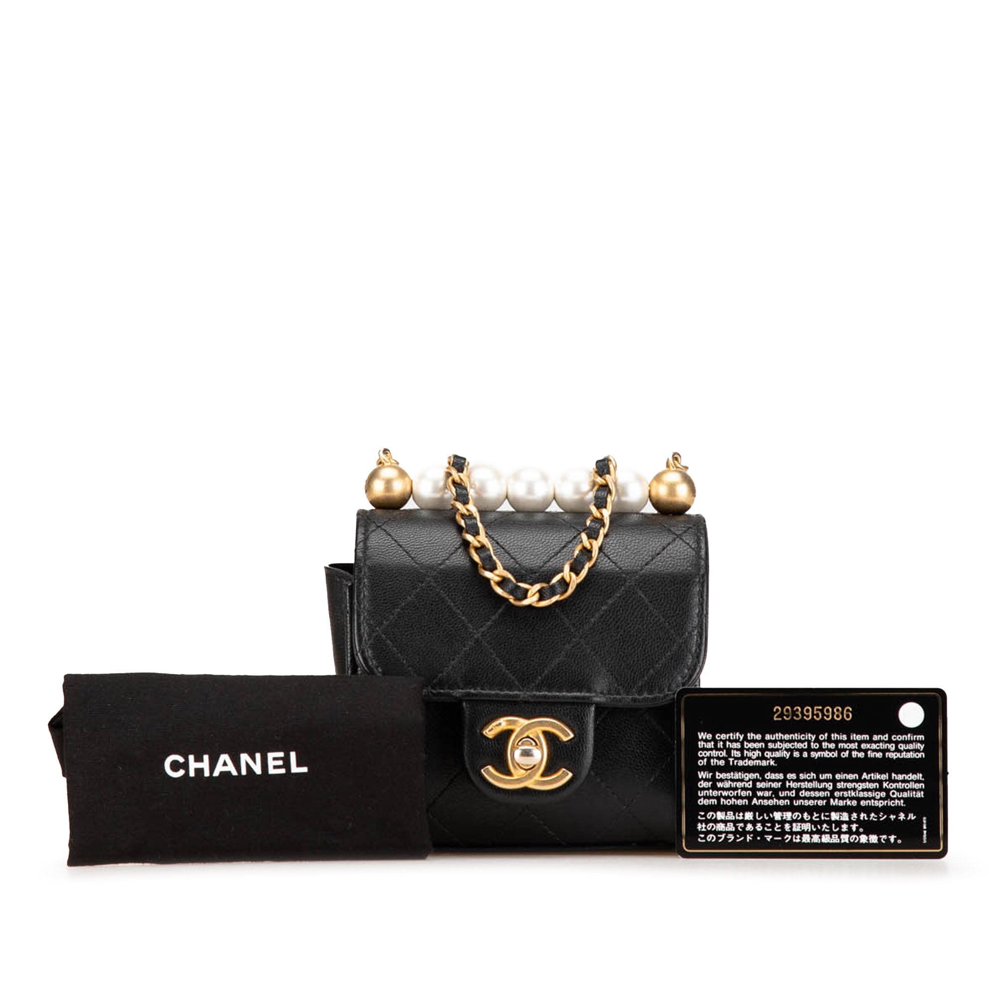 Chanel | Pre-Owned Mini Goatskin Chic Pearls Clutch On Chain | Black