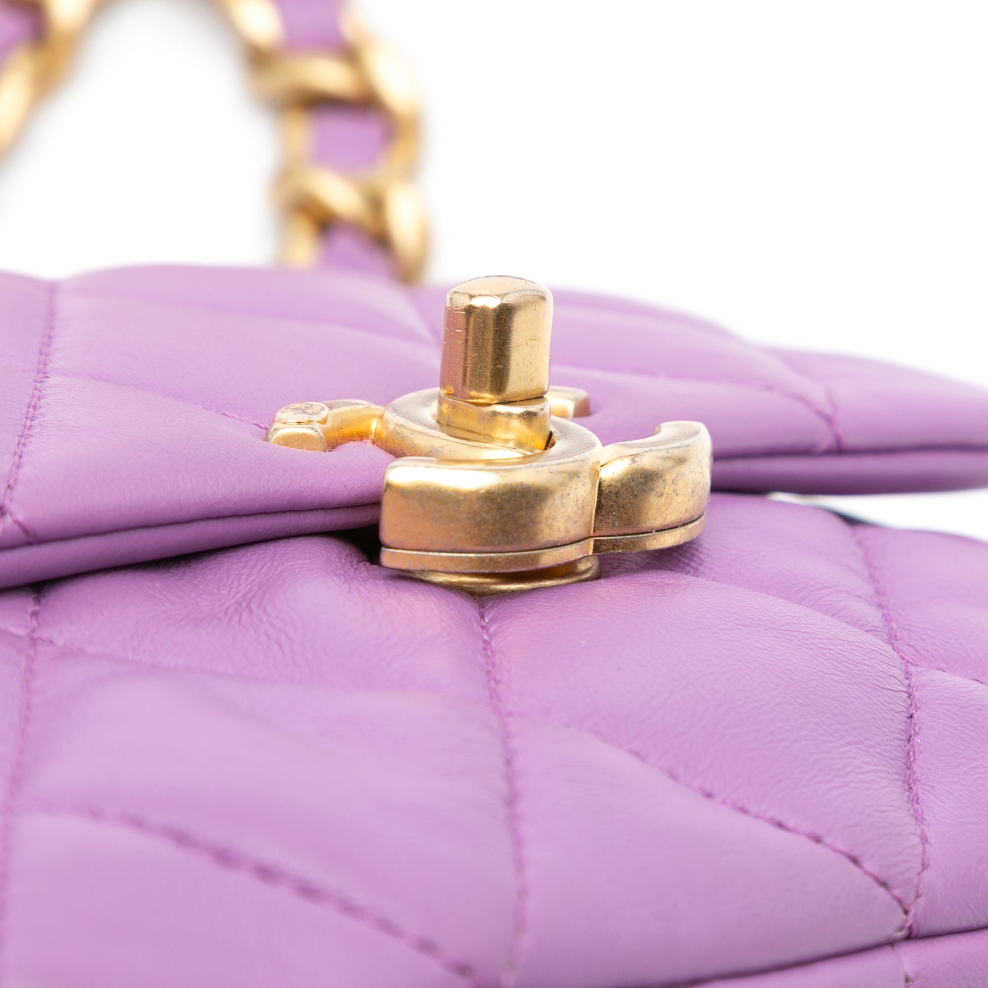 Chanel | Pre-Owned Mini Quilted Lambskin Candy Golden Chain Flap | Purple