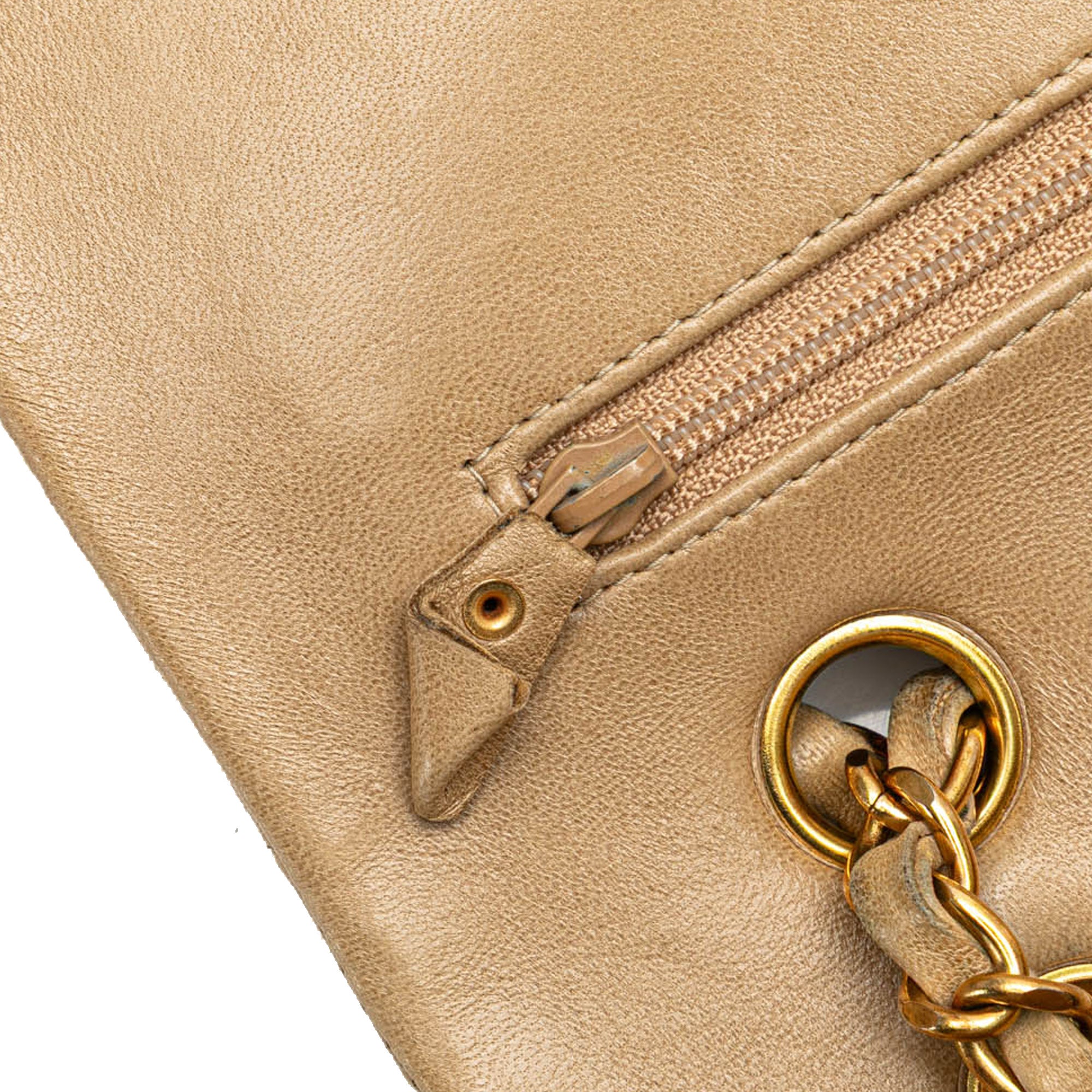 Chanel | Pre-Owned Medium Classic Lambskin Double Flap | Brown/Nude