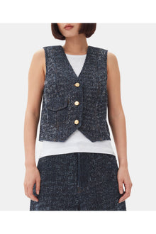 Dark Blue Textured Vest | Rinse