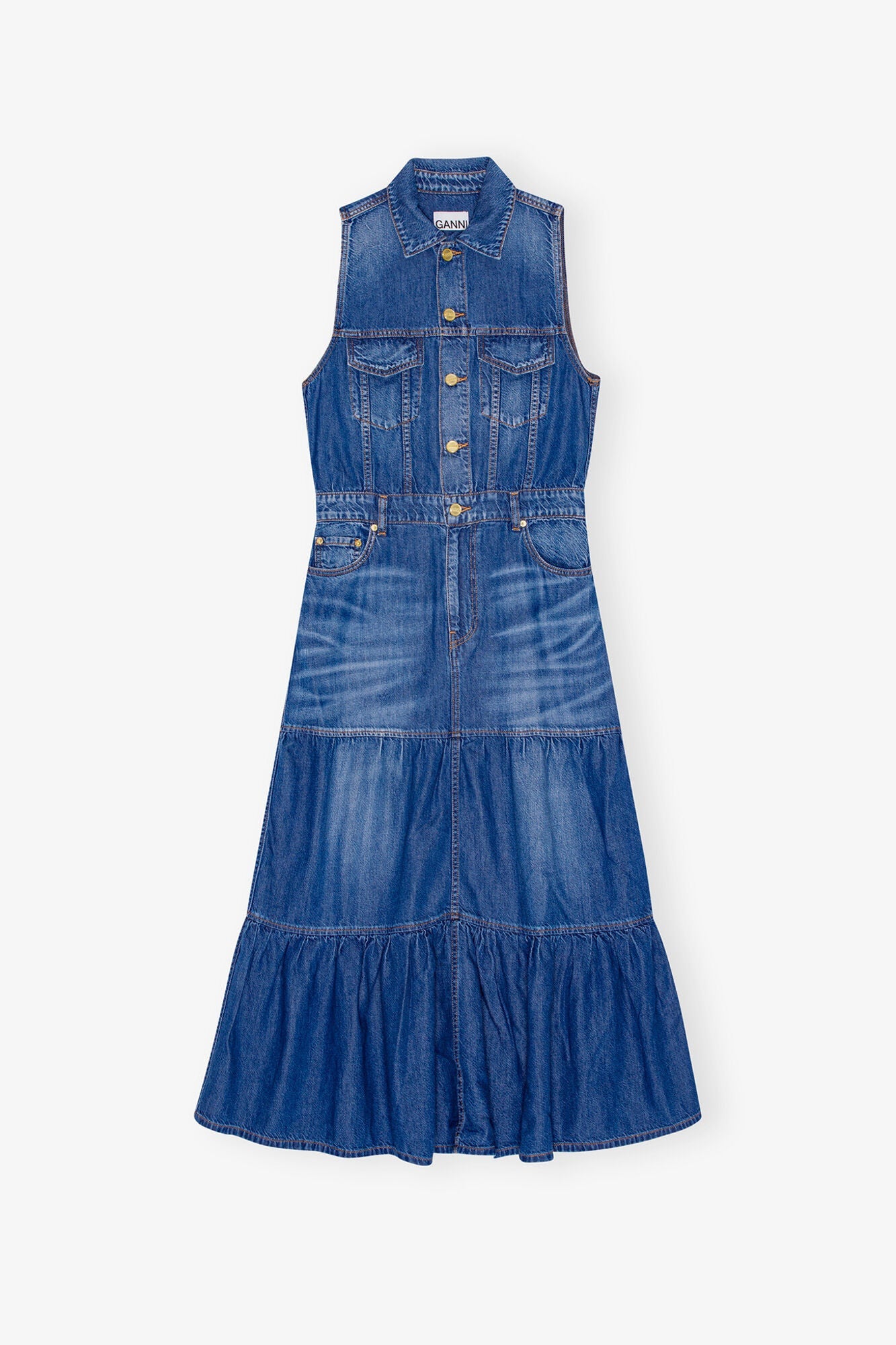 Denim Long Dress | Mid Blue Vintage