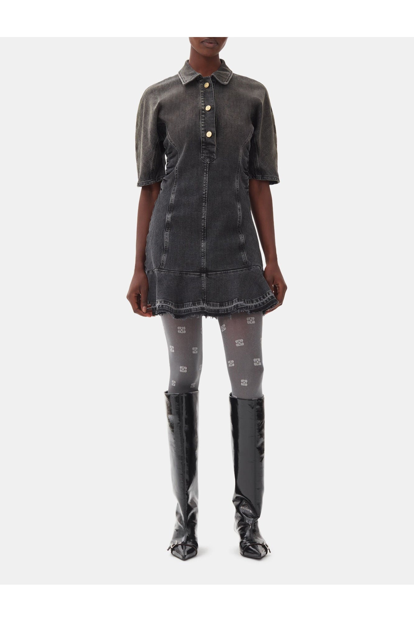 Denim Mini Dress | Washed Black/Black (V1)