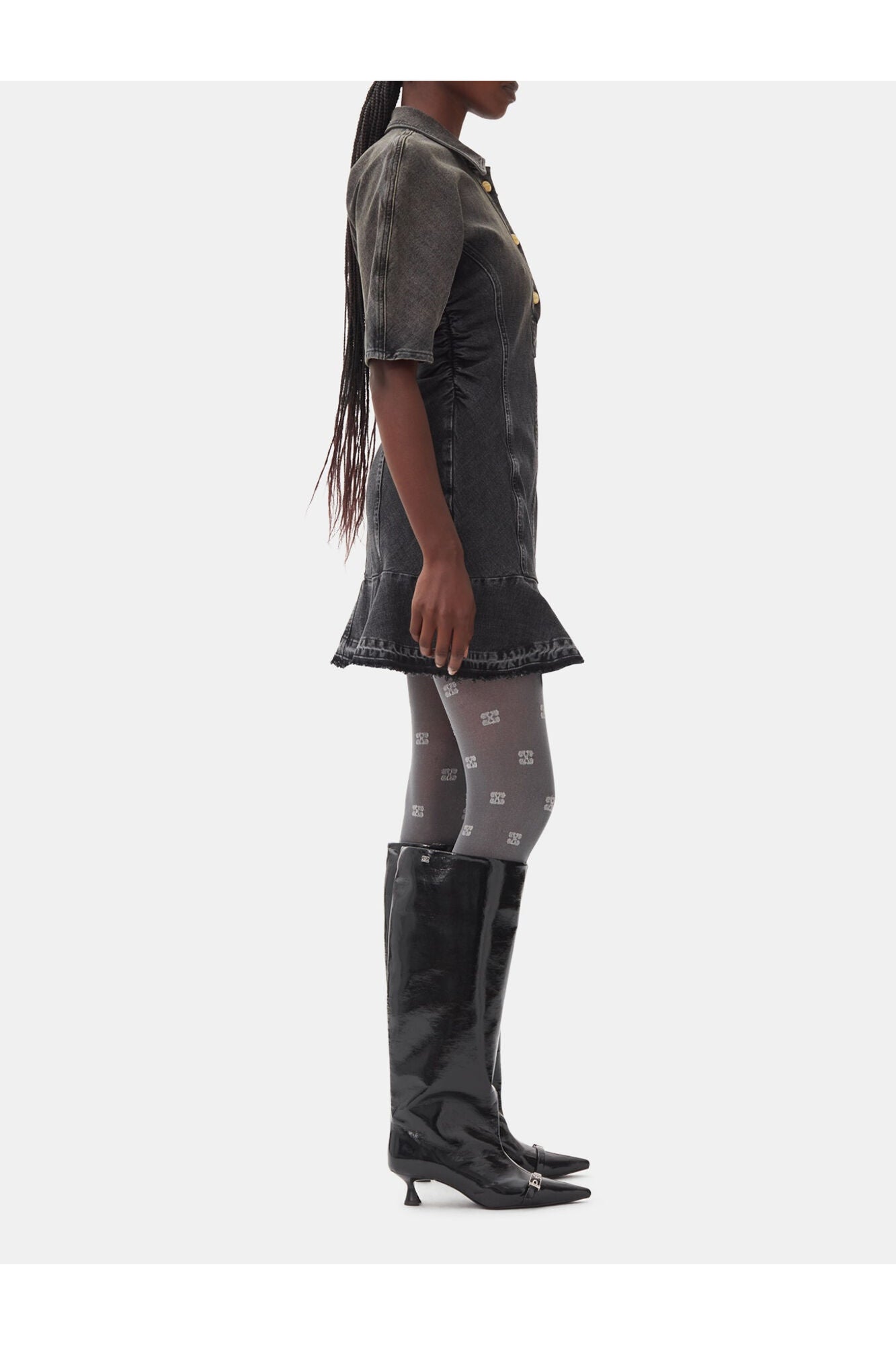 Denim Mini Dress | Washed Black/Black (V1)