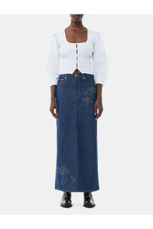 Denim Rose Maxi Skirt | Rinse