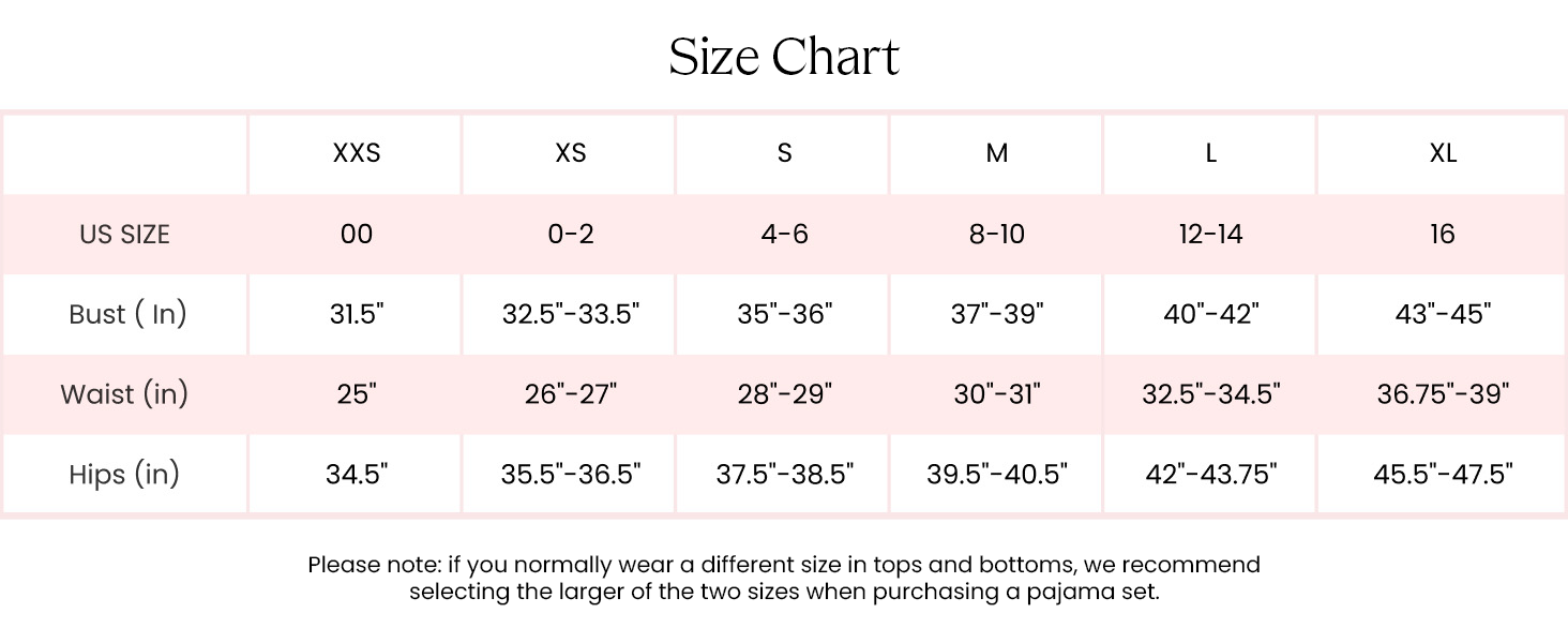 Product size guide
