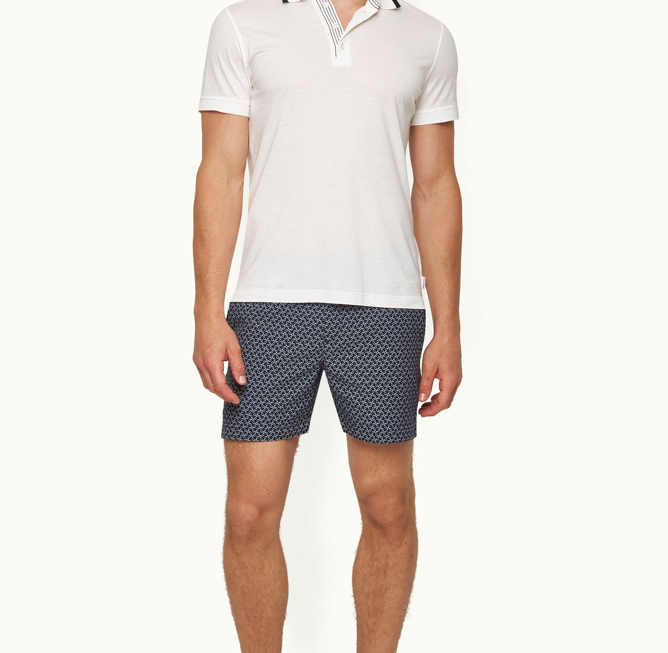 Dominic Tipping Collar Knit Polo Shirt | White
