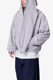 Double Layer Sleeve Scarf Hoodie | Grey