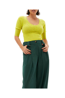 Drapey Melange Pleat Trousers | Trekking Green