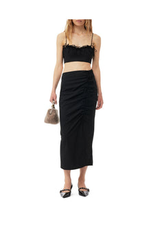 Drapey Melange Sleeveless Top | Black