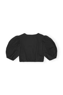 Drapey Melange Zipper Blouse | Black