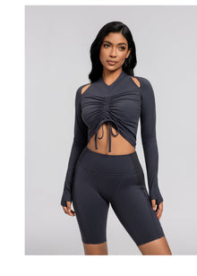 Drawstring Crop Top | Charcoal
