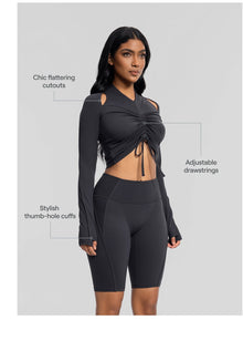 Drawstring Crop Top | Charcoal