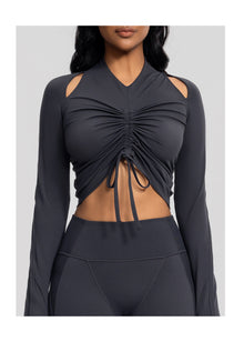 Drawstring Crop Top | Charcoal